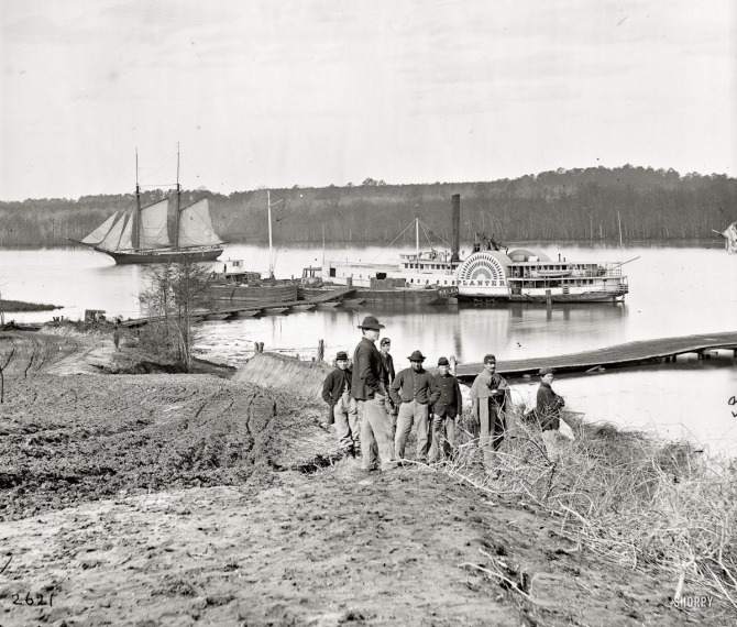 1865 city point  virginia vicinity medical supply boat planter at general hospital wharf on the appomattox.jpg